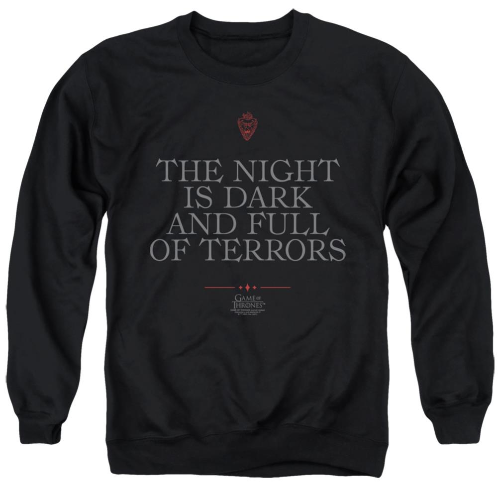 Game Of Thrones Night Is Dark Men's Crewneck 50 50 Poly Long-Sleeve T-Shirt