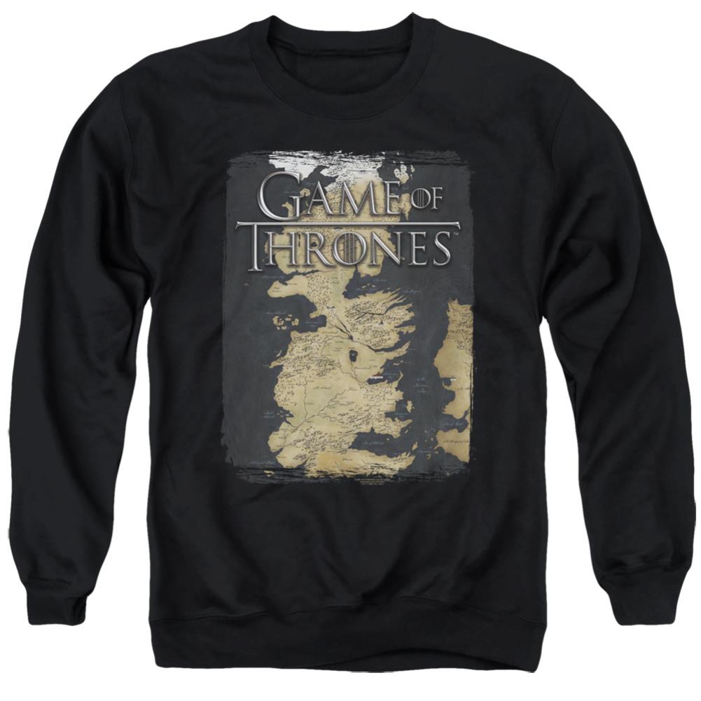 Game Of Thrones Series Map Men's Crewneck 50 50 Poly Long-Sleeve T-Shirt