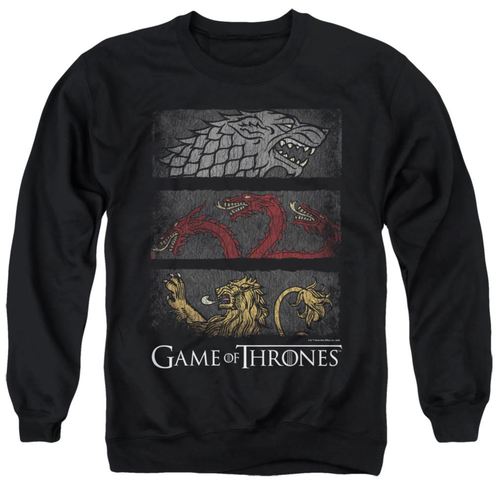 Game Of Thrones Sigil Banners Men's Crewneck 50 50 Poly Long-Sleeve T-Shirt