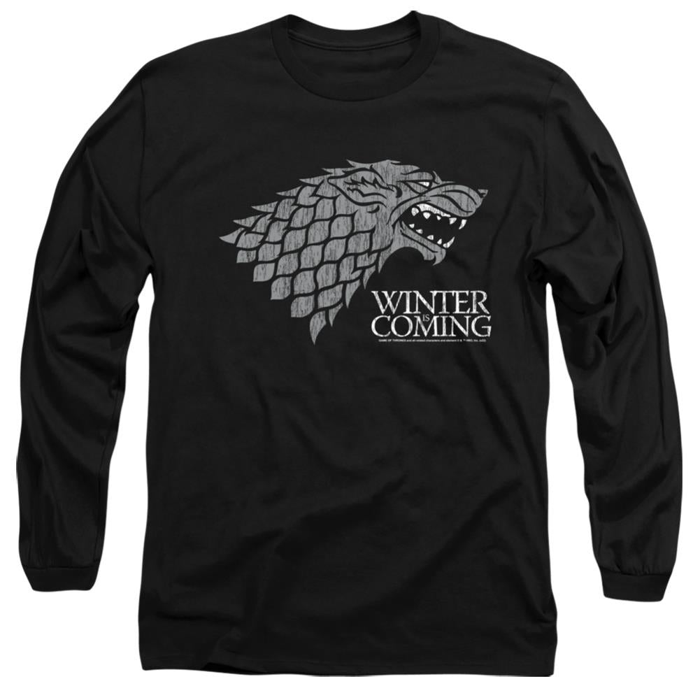 Game Of Thrones Startk Winter Is Coming On Black Men's 18/1 Cotton Long-Sleeve T-Shirt
