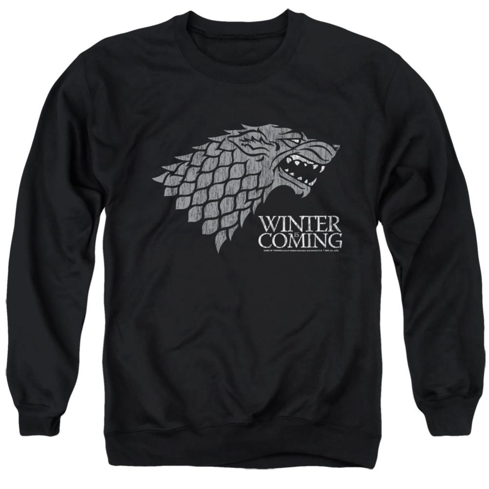 Game Of Thrones Startk Winter Is Coming On Black Men's Crewneck 50 50 Poly Long-Sleeve T-Shirt