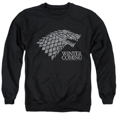 Game Of Thrones Startk Winter Is Coming On Black Men's Crewneck 50 50 Poly Long-Sleeve T-Shirt
