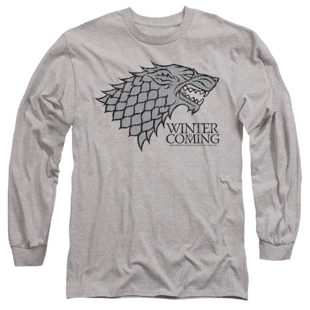 Game Of Thrones Startk Winter Is Coming On Gray Men's 18/1 Cotton Long-Sleeve T-Shirt