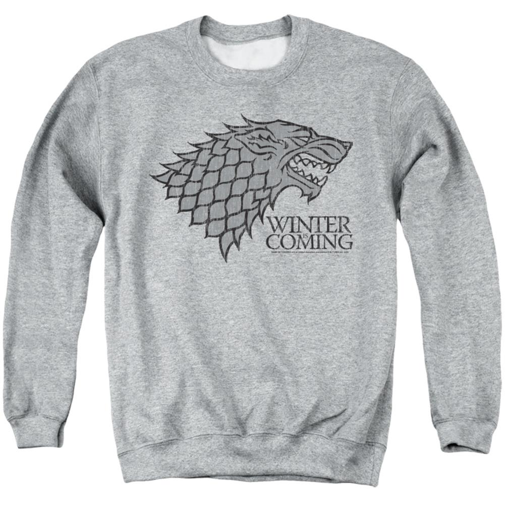 Game Of Thrones Startk Winter Is Coming On Gray Men's Crewneck 50 50 Poly Long-Sleeve T-Shirt