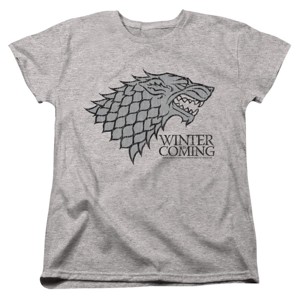 Game Of Thrones Startk Winter Is Coming On Gray Women's 18/1 Cotton Short-Sleeve T-Shirt