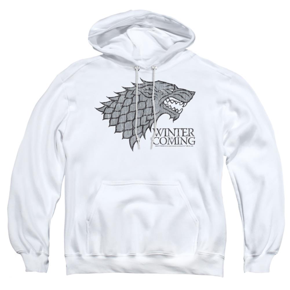 Game Of Thrones Startk Winter Is Coming On White Men's Pull-Over 75 25 Poly Hoodie