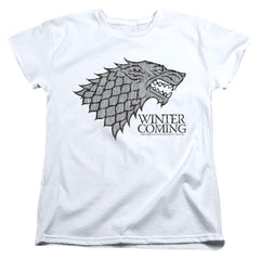 Game Of Thrones Startk Winter Is Coming On White Women's 18/1 Cotton Short-Sleeve T-Shirt