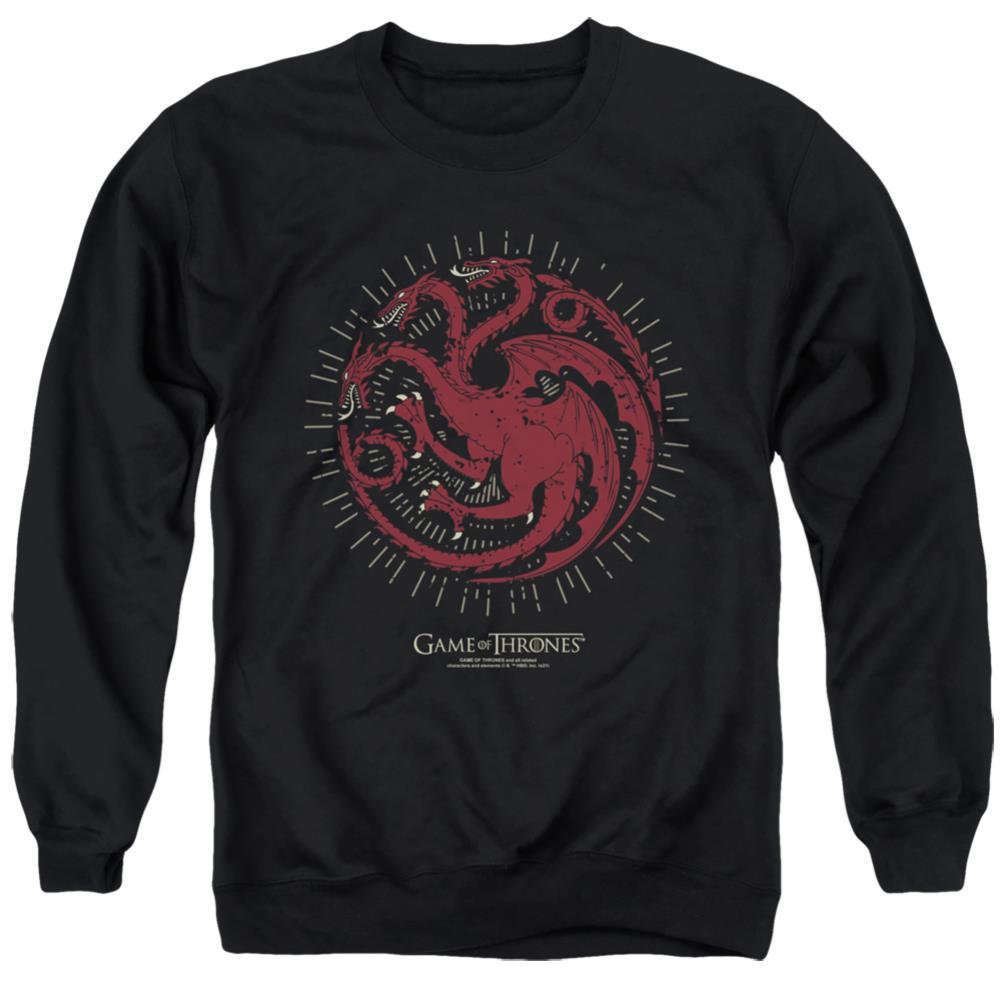 Game Of Thrones Targaryen Burst Sigil Men's Crewneck 50 50 Poly Long-Sleeve T-Shirt