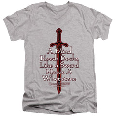 Game Of Thrones The Mind Needs Books Men's 30/1 Cotton Slim V-Neck T-Shirt