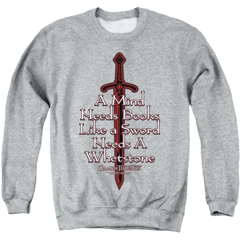 Game Of Thrones The Mind Needs Books Men's Crewneck 50 50 Poly Long-Sleeve T-Shirt