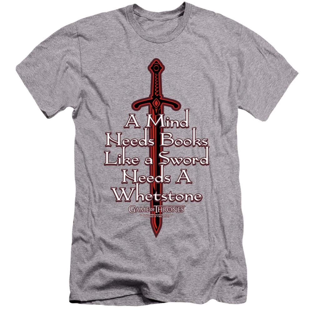 Game Of Thrones The Mind Needs Books Men's Ultra-Soft 30/1 Cotton Slim Short-Sleeve T-Shirt