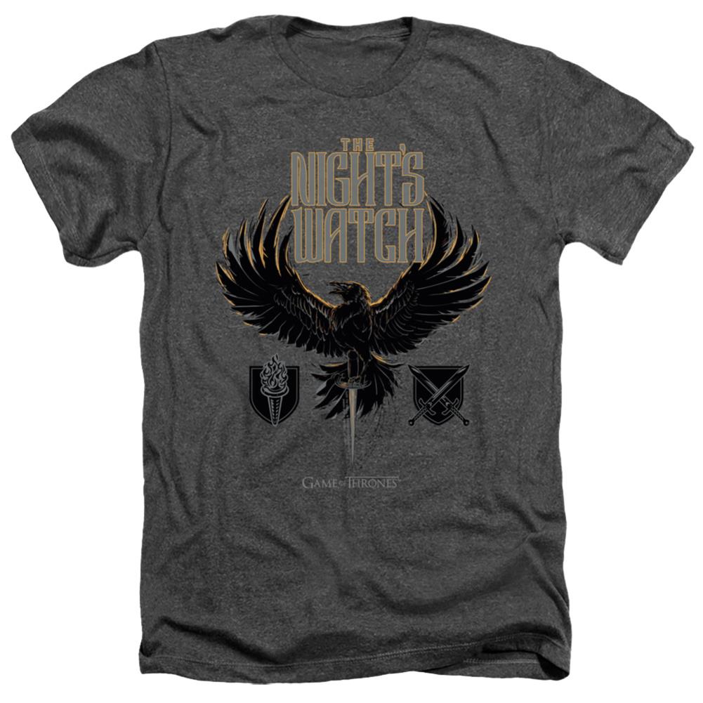 Game Of Thrones The Nights Watch Men's 30/1 Heather 60 40 Poly Short-Sleeve T-Shirt