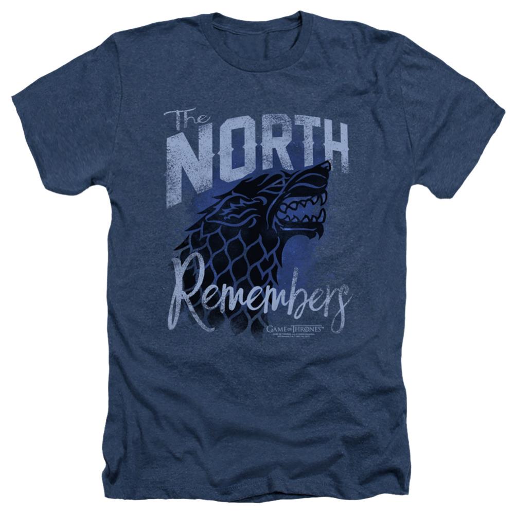 Game Of Thrones The North Remembers Men's 30/1 Heather 60 40 Poly Short-Sleeve T-Shirt