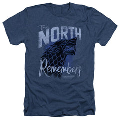 Game Of Thrones The North Remembers Men's 30/1 Heather 60 40 Poly Short-Sleeve T-Shirt
