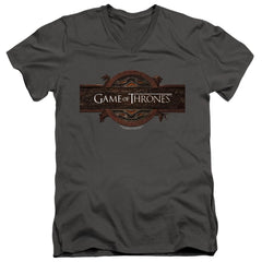 Game Of Thrones Title Sequence Logo Men's 30/1 Cotton Slim V-Neck T-Shirt
