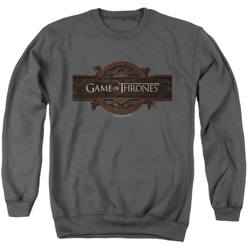 Game Of Thrones Title Sequence Logo Men's Crewneck 50 50 Poly Long-Sleeve T-Shirt