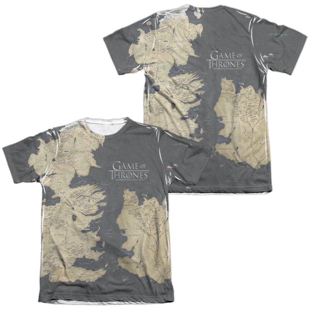 Game Of Thrones Westeros Map (Front/Back Print) Men's Regular Fit Poly Cotton Short-Sleeve T-Shirt