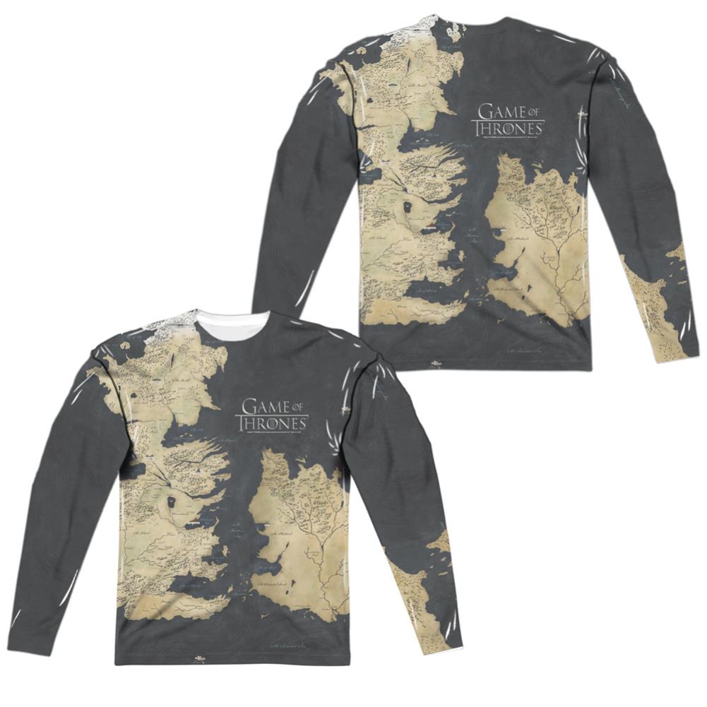 Game Of Thrones Westeros Map (Front/Back Print) Men's Regular Fit Polyester Long-Sleeve T-Shirt