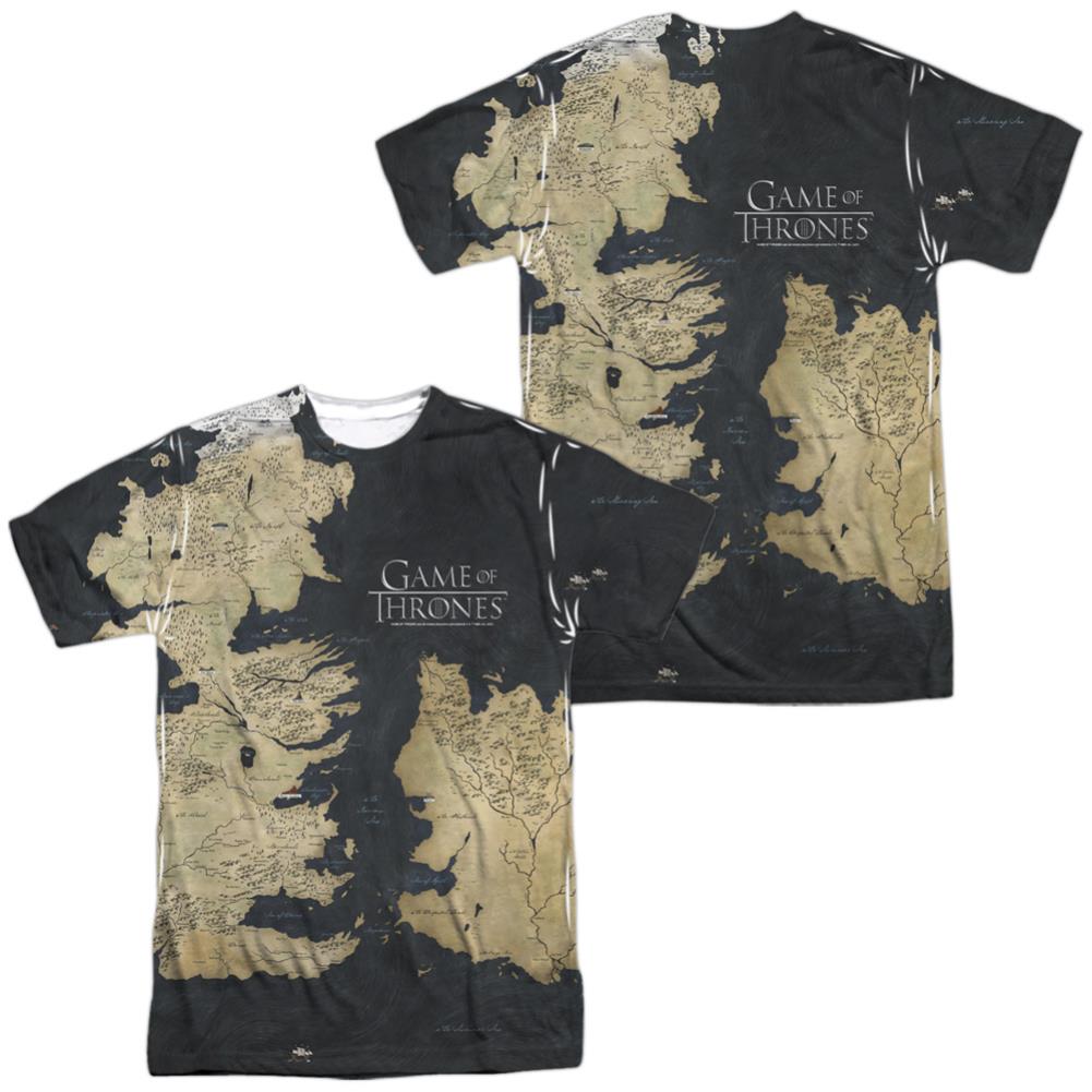Game Of Thrones Westeros Map (Front/Back Print) Men's Regular Fit Polyester Short-Sleeve T-Shirt