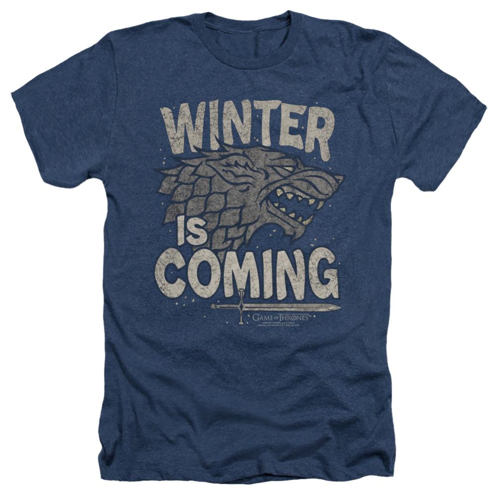 Game Of Thrones Winter Is Coming Men's 30/1 Heather 60 40 Poly Short-Sleeve T-Shirt