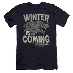 Game Of Thrones Winter Is Coming Men's Ultra-Soft 30/1 Cotton Slim Short-Sleeve T-Shirt