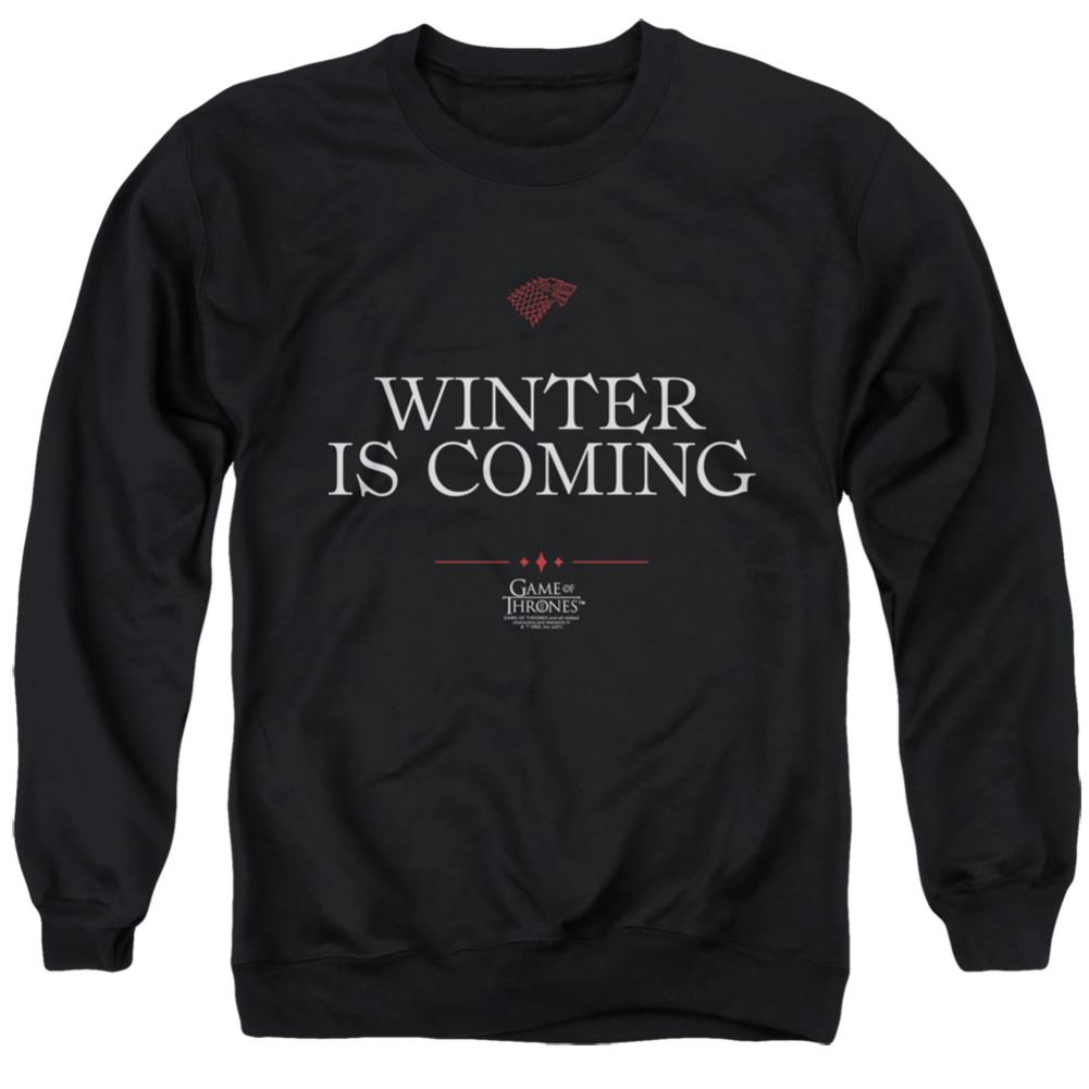 Game Of Thrones Winter Is Coming Text Men's Crewneck 50 50 Poly Long-Sleeve T-Shirt