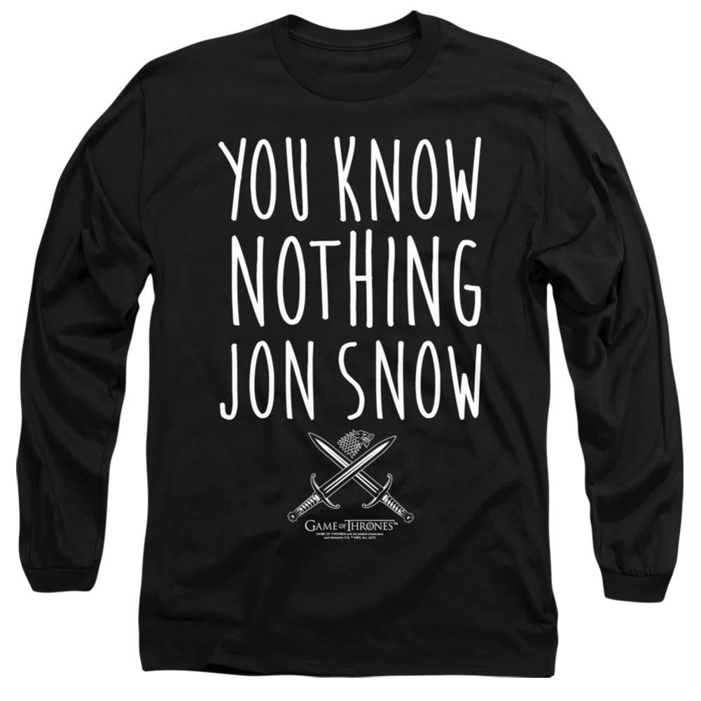 Game Of Thrones You Know Nothing Jon Snow Men's 18/1 Cotton Long-Sleeve T-Shirt