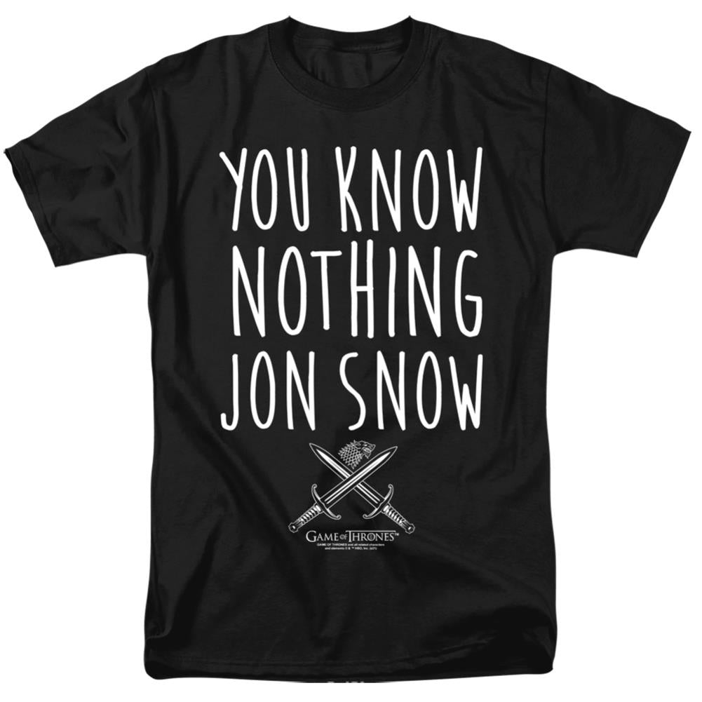 Game Of Thrones You Know Nothing Jon Snow Men's 18/1 Cotton Short-Sleeve T-Shirt