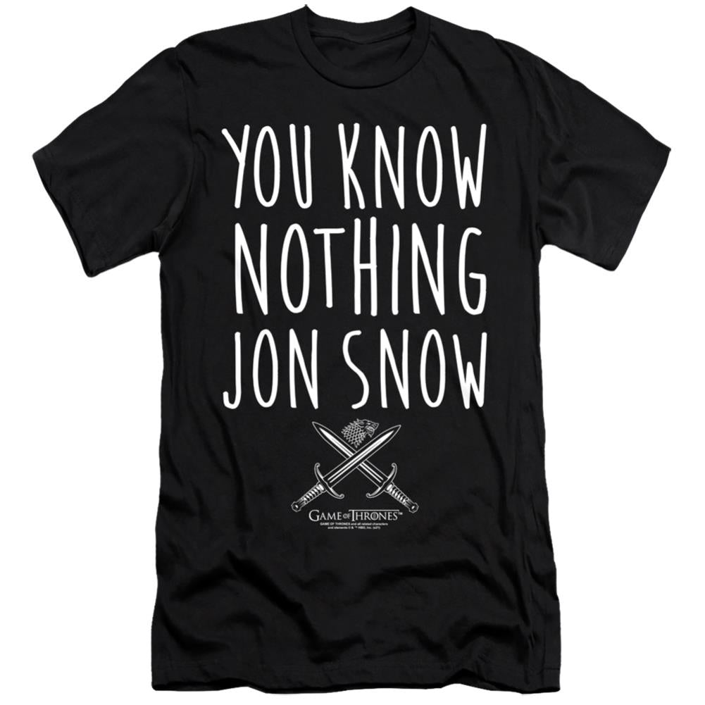 Game Of Thrones You Know Nothing Jon Snow Men's Ultra-Soft 30/1 Cotton Slim Short-Sleeve T-Shirt