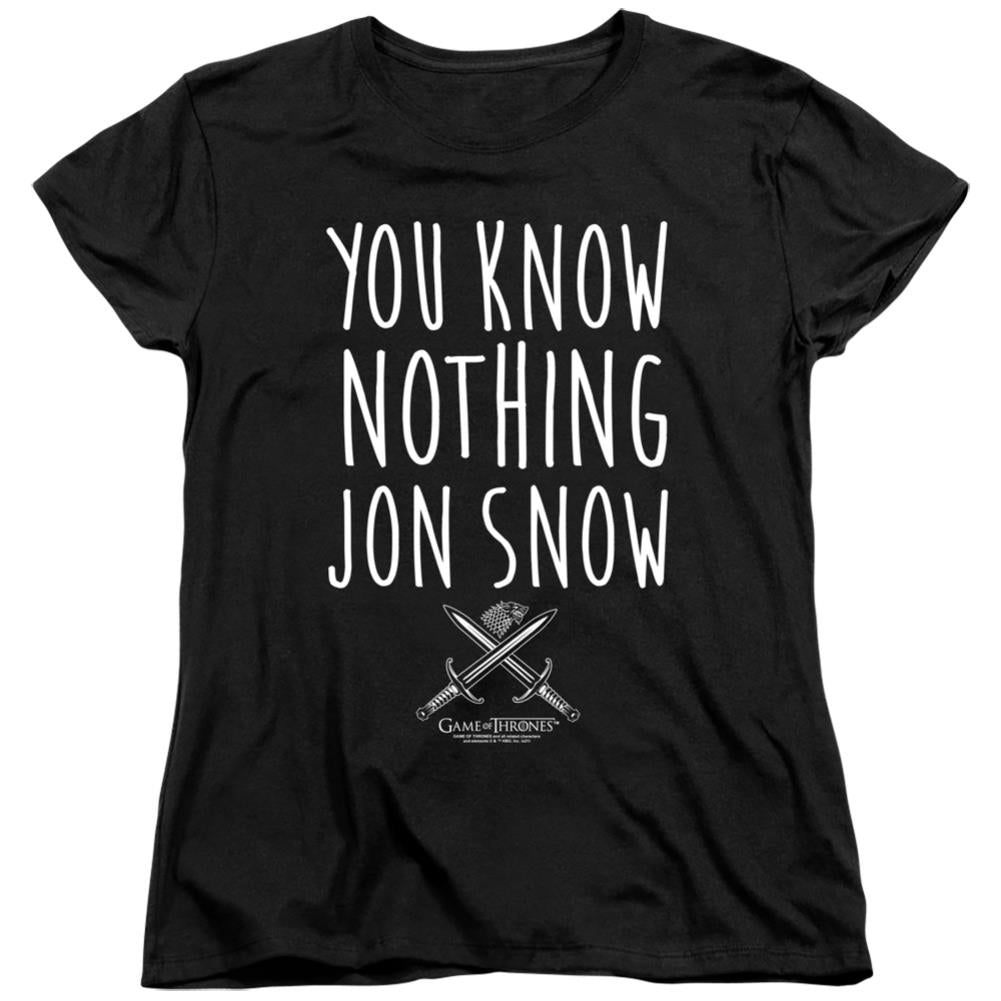 Game Of Thrones You Know Nothing Jon Snow Women's 18/1 Cotton Short-Sleeve T-Shirt