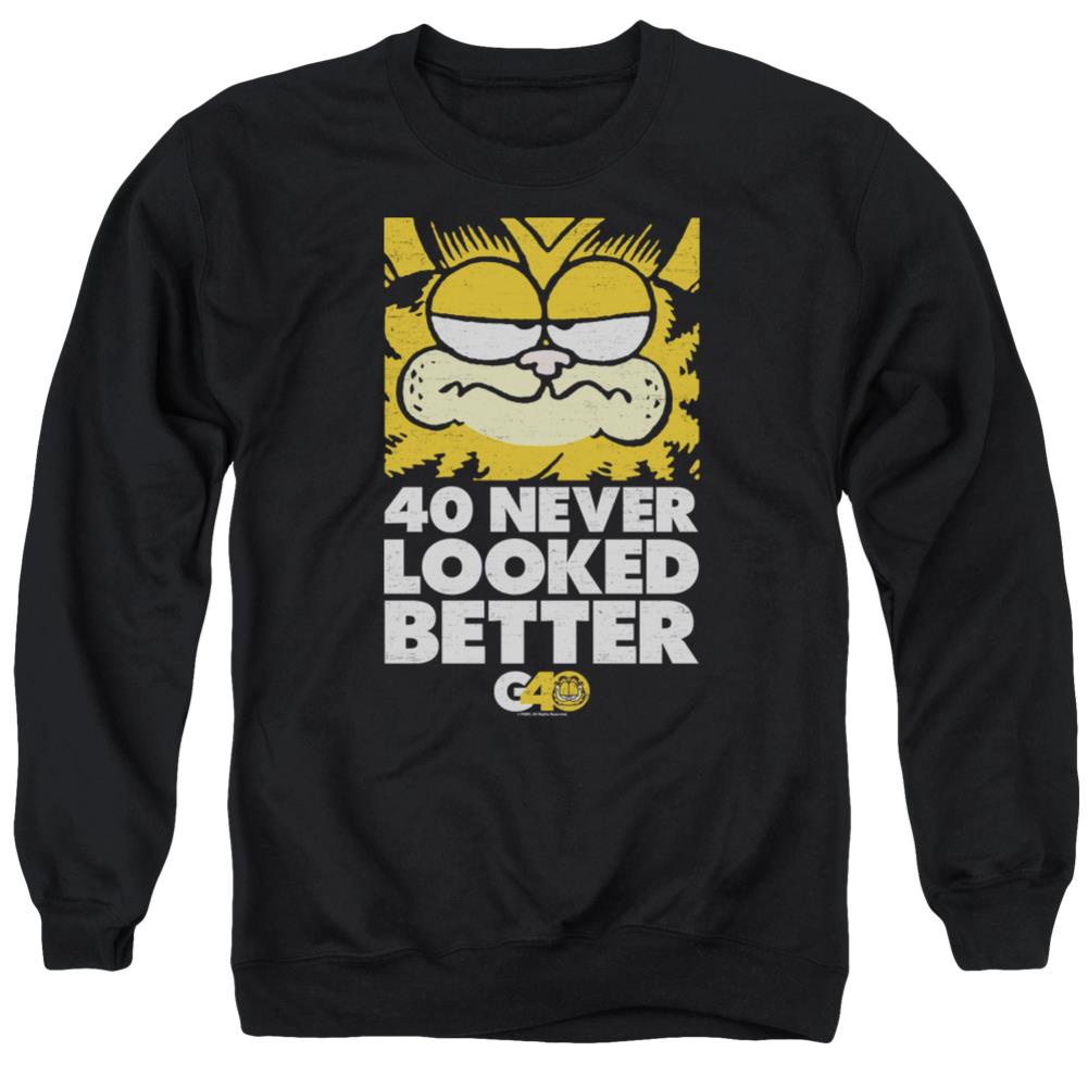 Garfield 40 Looks Men's Crewneck 50 50 Poly Long-Sleeve T-Shirt