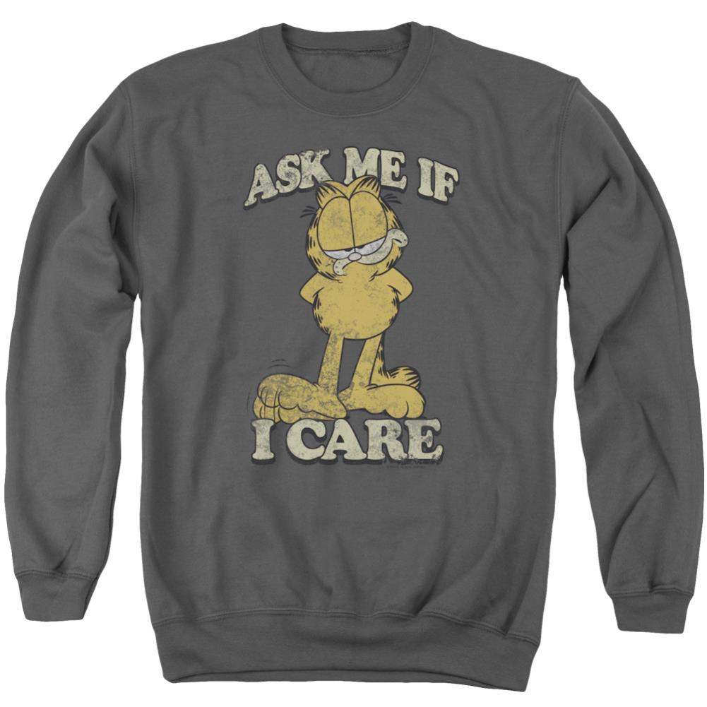 Garfield Ask Me Men's Crewneck 50 50 Poly Long-Sleeve T-Shirt