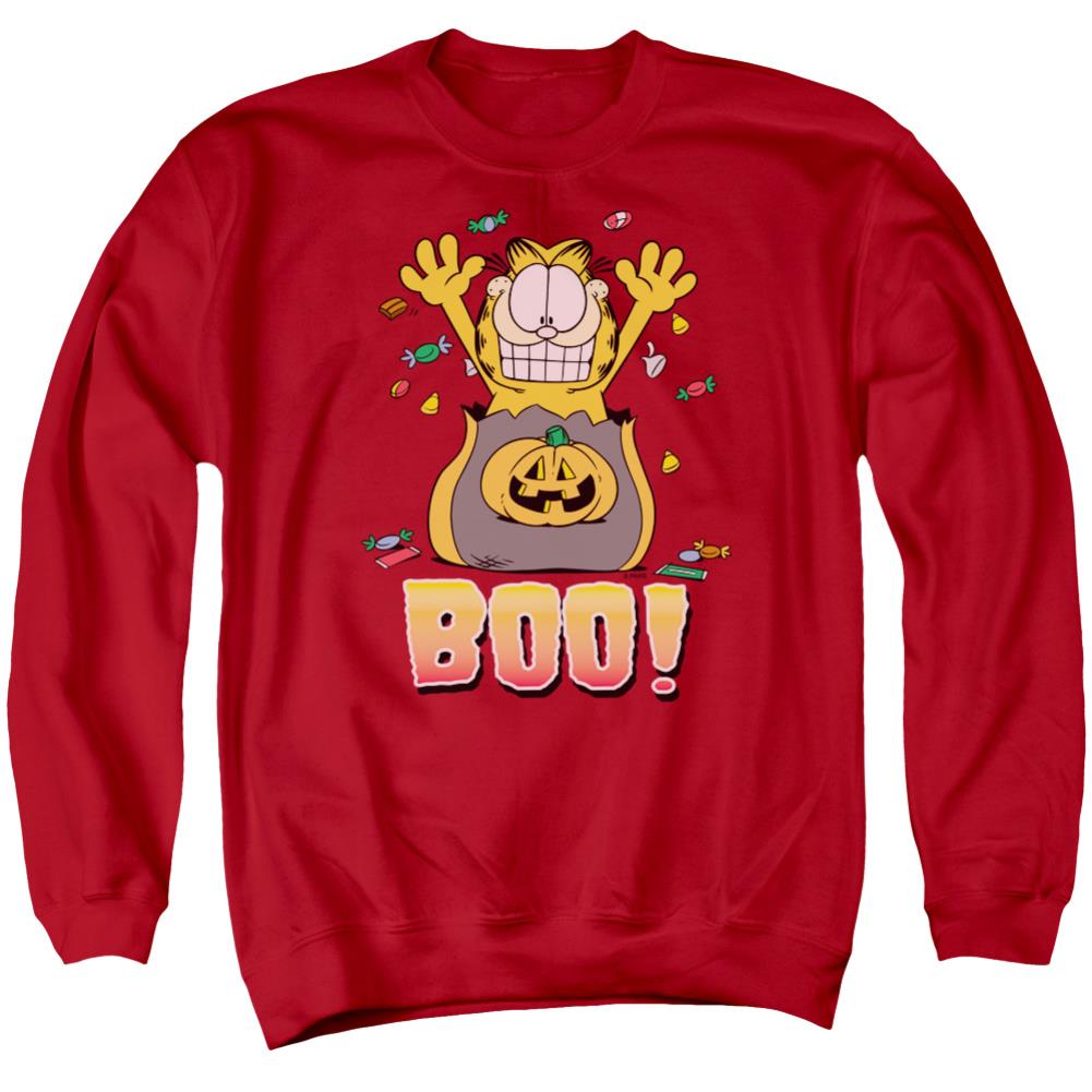 Garfield Boo! Men's Crewneck 50 50 Poly Long-Sleeve T-Shirt