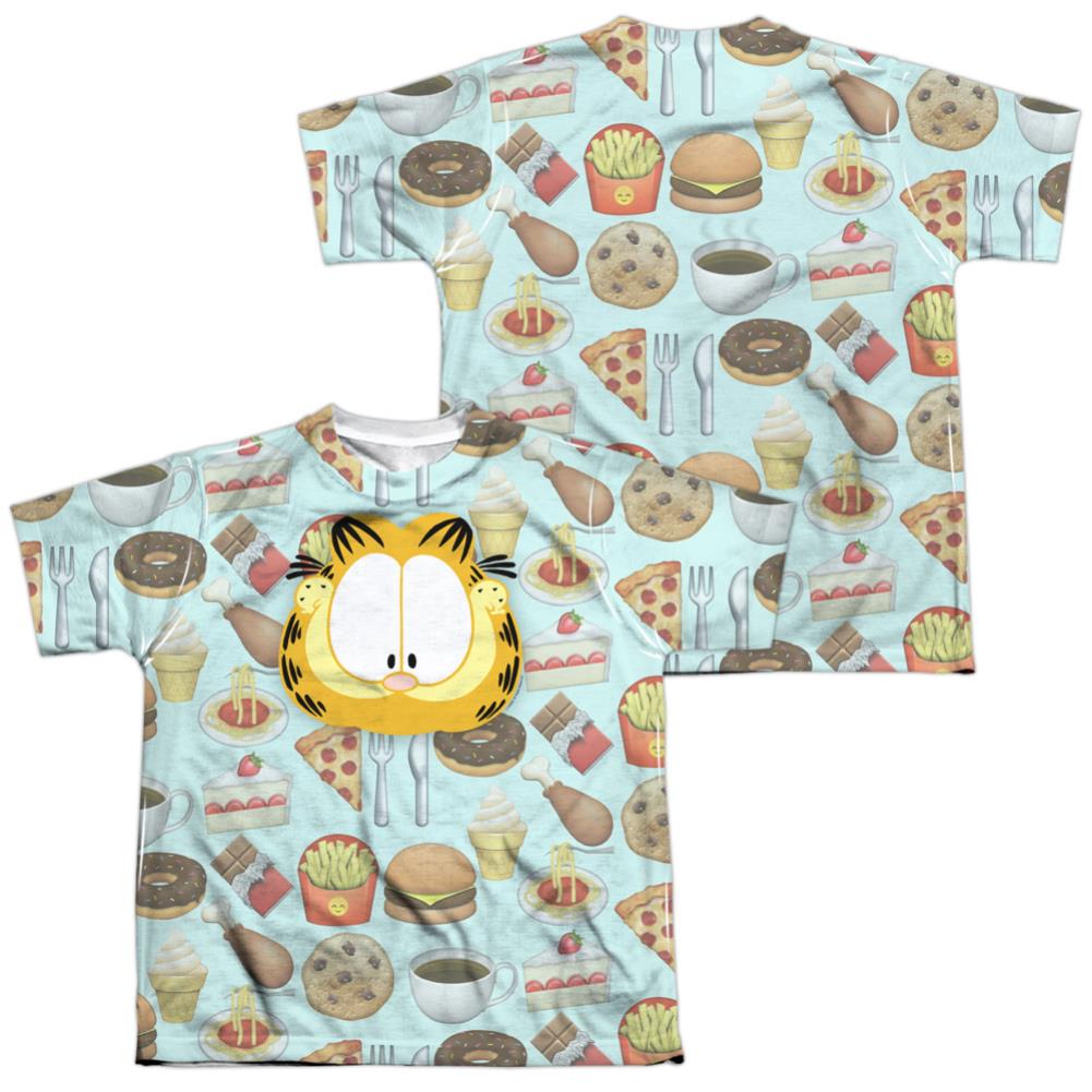 Garfield Cat Food (Front/Back Print) Youth Regular Fit Poly Short-Sleeve T-Shirt