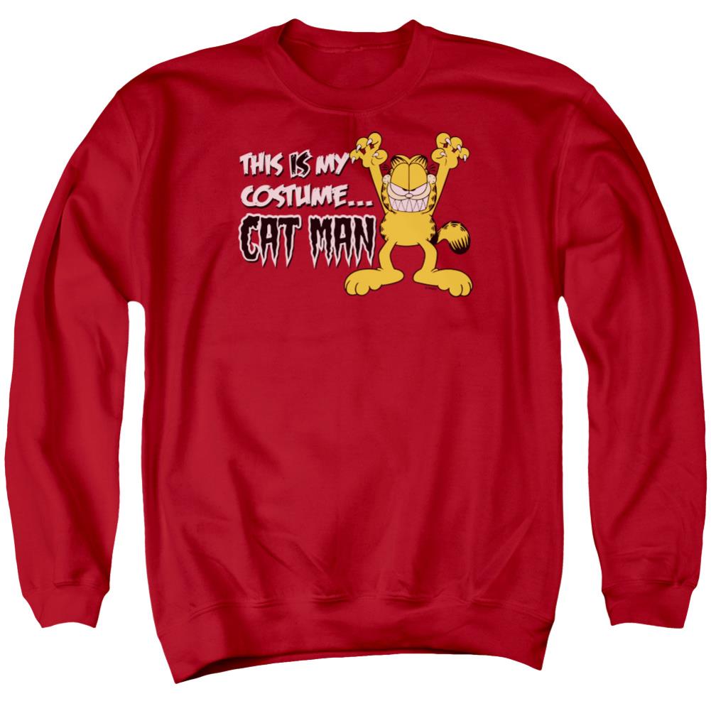 Garfield Cat Man Men's Crewneck 50 50 Poly Long-Sleeve T-Shirt