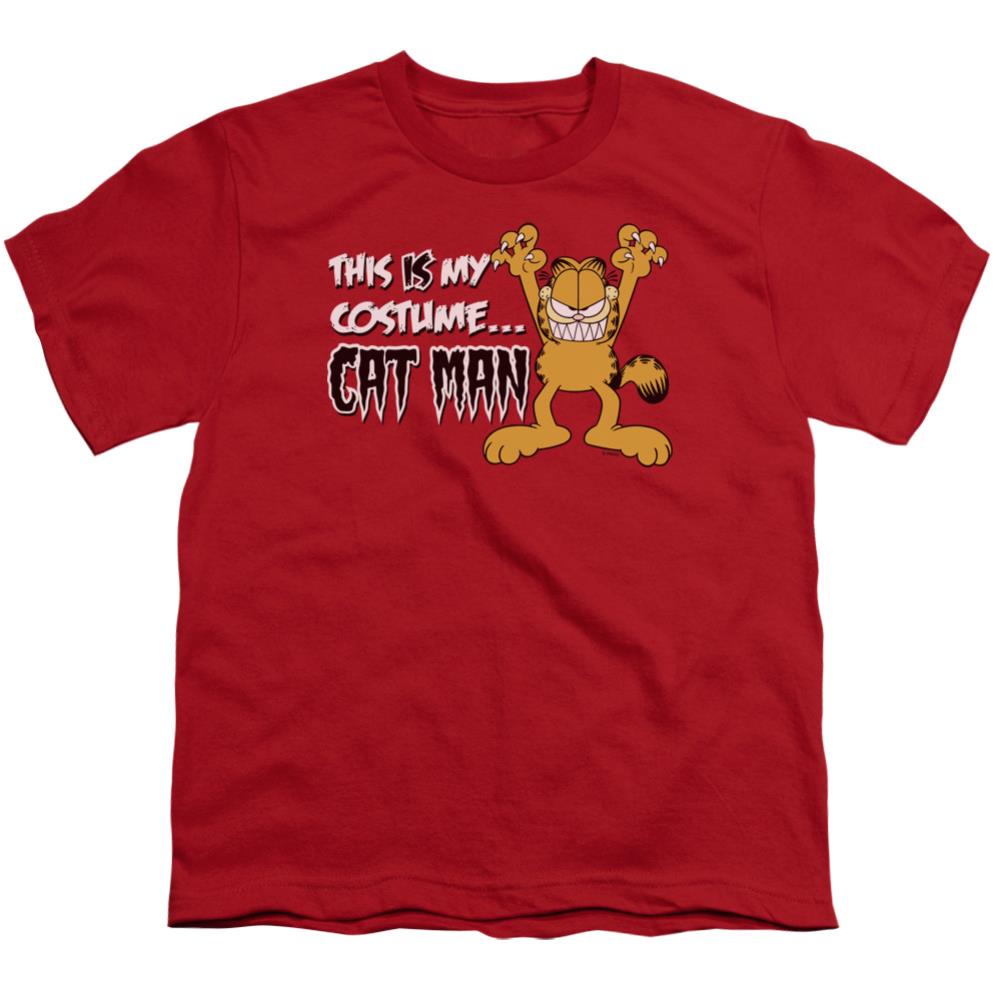 Garfield Cat Man Youth 18/1 100% Cotton Short-Sleeve T-Shirt