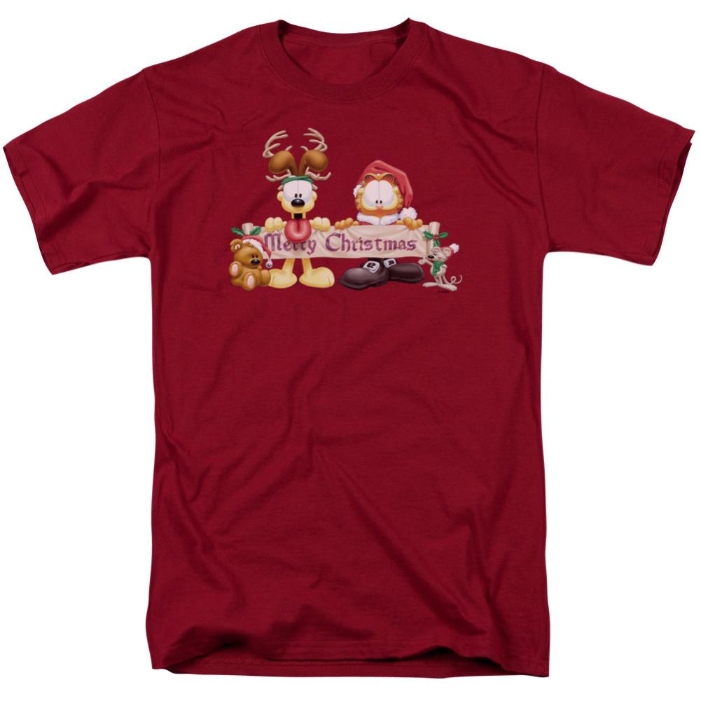 Garfield Christmas Banner Men's 18/1 Cotton Short-Sleeve T-Shirt
