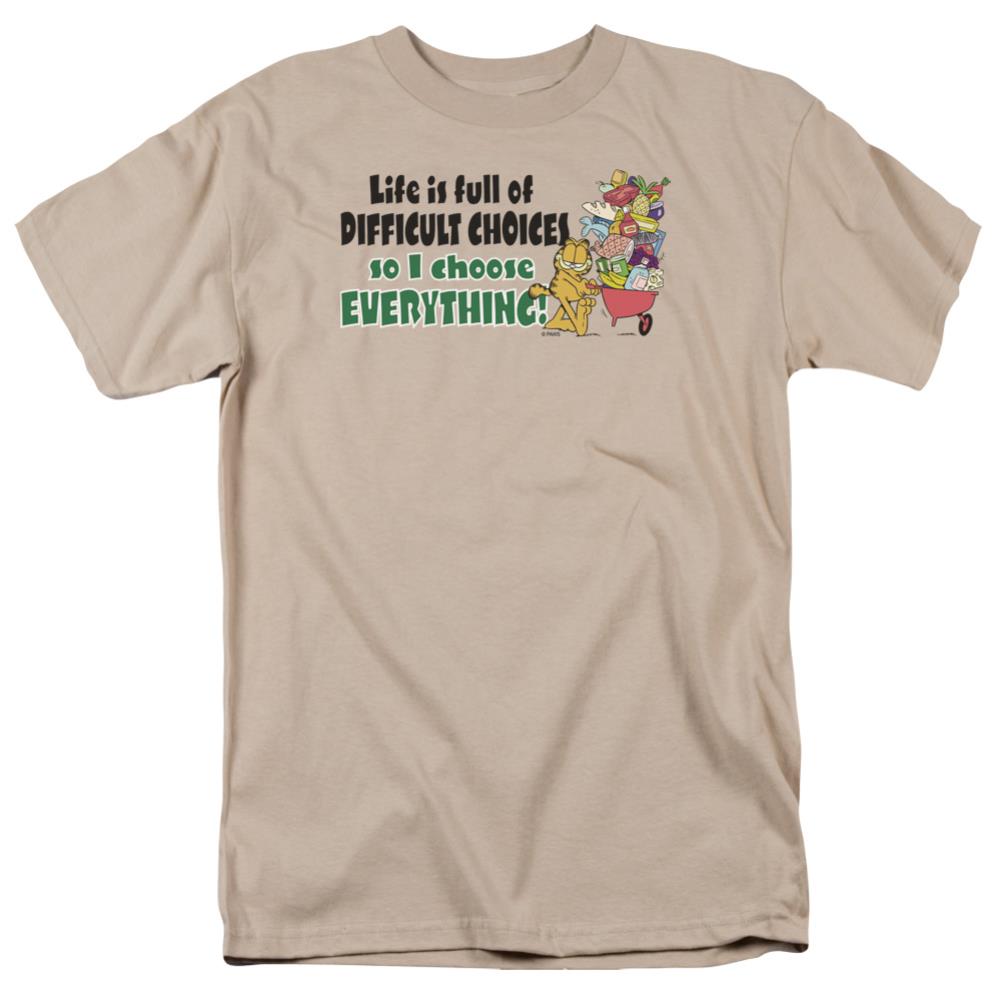 Garfield Difficult Choices Men's 18/1 Cotton Short-Sleeve T-Shirt