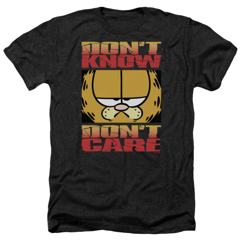 Garfield Dont Know Dont Care Men's 30/1 Heather 60 40 Poly Short-Sleeve T-Shirt