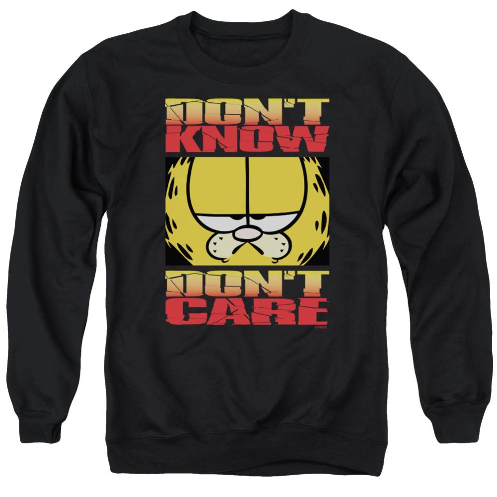 Garfield Dont Know Dont Care Men's Crewneck 50 50 Poly Long-Sleeve T-Shirt