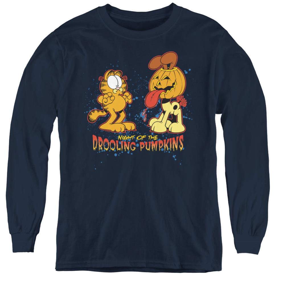 Garfield Drooling Pumpkins Youth Long-Sleeve T-Shirt