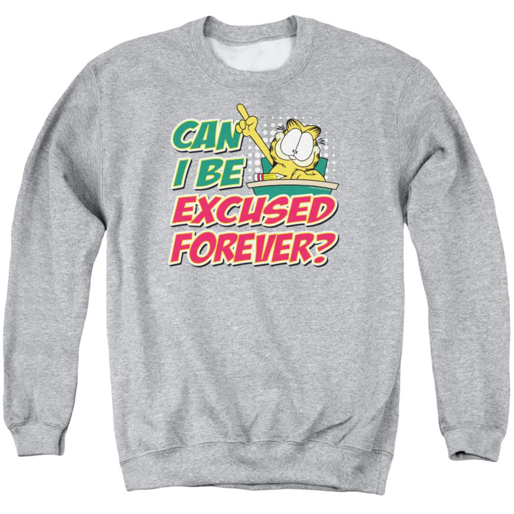 Garfield Excused Forever Men's Crewneck 50 50 Poly Long-Sleeve T-Shirt