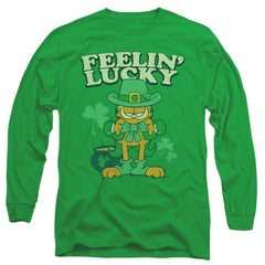 Garfield Feelin Lucky Men's 18/1 Cotton Long-Sleeve T-Shirt