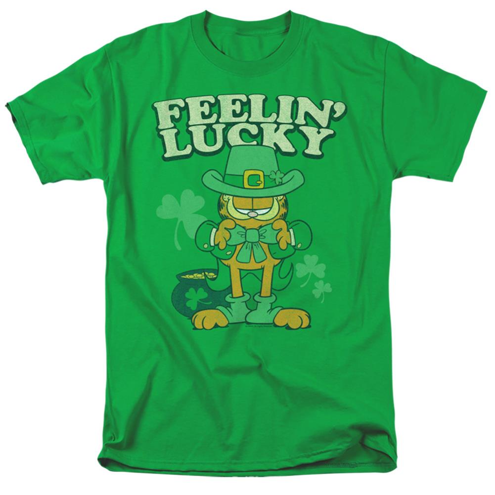 Garfield Feelin Lucky Men's 18/1 Cotton Short-Sleeve T-Shirt