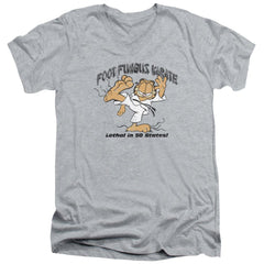 Garfield Foot Fungus Karate Men's 30/1 Cotton Slim V-Neck T-Shirt