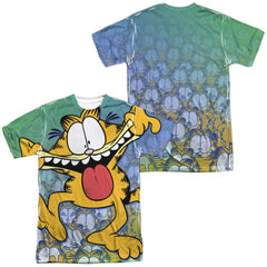 Garfield Goofy Face (Front/Back Print) Men's Regular Fit Polyester Short-Sleeve T-Shirt