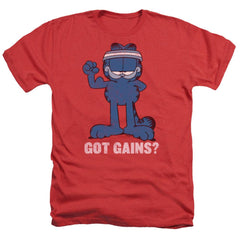 Garfield Got Gains Men's 30/1 Heather 60 40 Poly Short-Sleeve T-Shirt