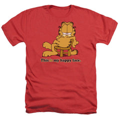 Garfield Happy Face Men's 30/1 Heather 60 40 Poly Short-Sleeve T-Shirt