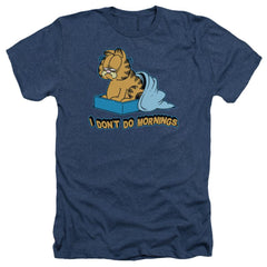Garfield I Dont Do Mornings Men's 30/1 Heather 60 40 Poly Short-Sleeve T-Shirt