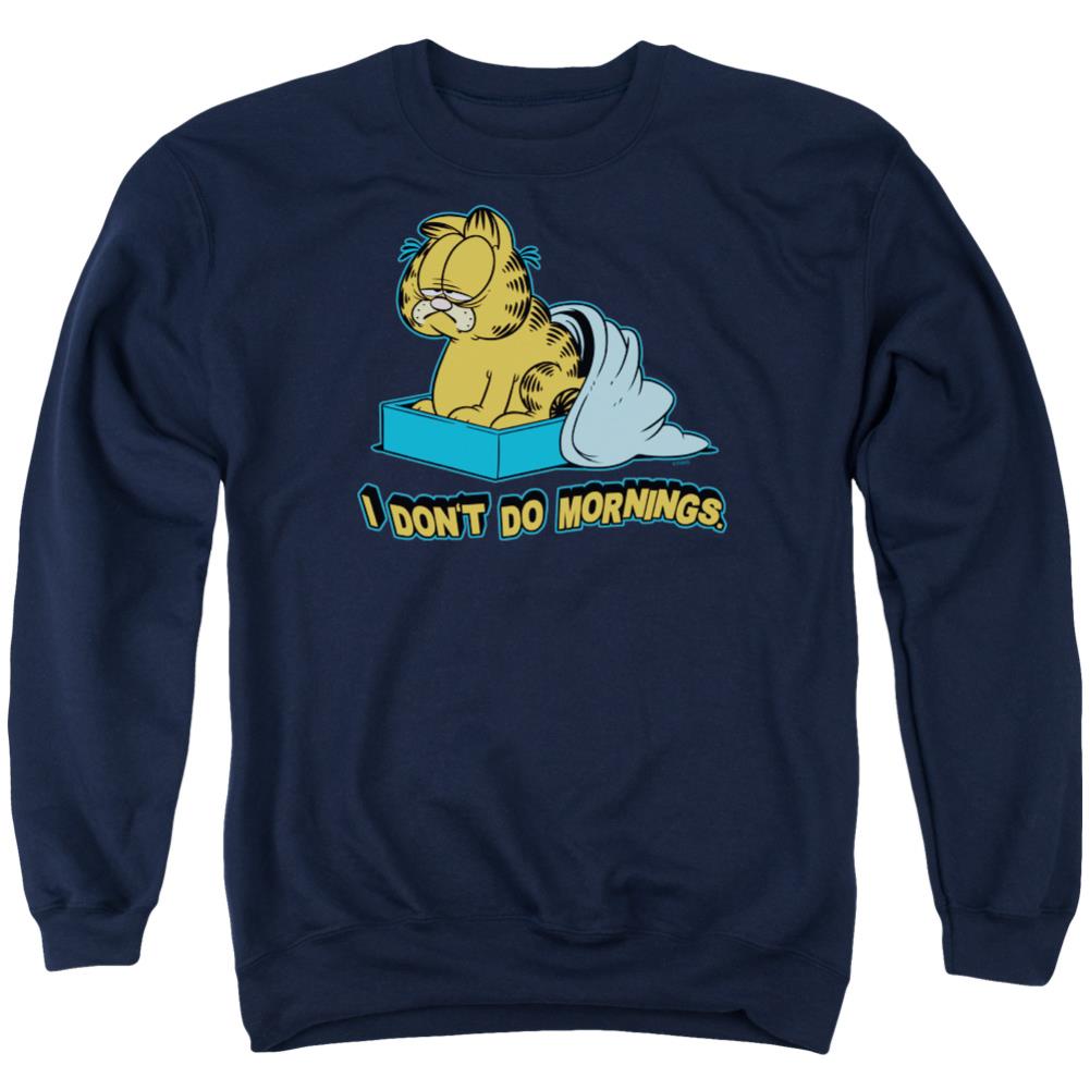 Garfield I Dont Do Mornings Men's Crewneck 50 50 Poly Long-Sleeve T-Shirt